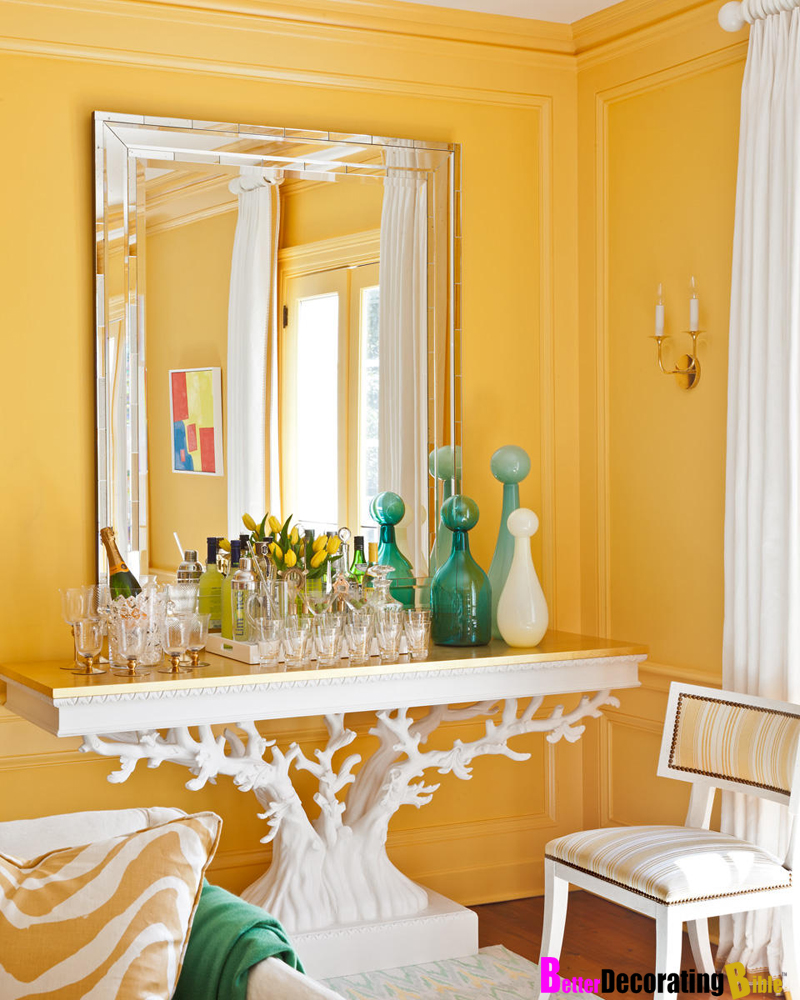 Living Room with Yellow Walls