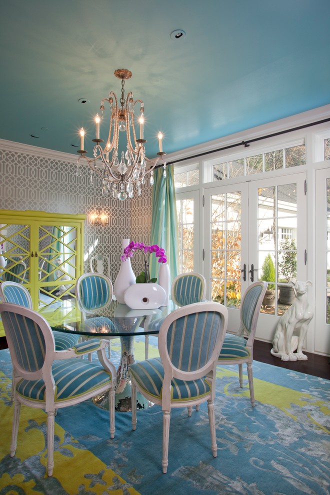 dining interior turquoise classic ceiling rooms jacobson modern yellow walls colors decor french eclectic spa painted paint wearstler kelly sherwin