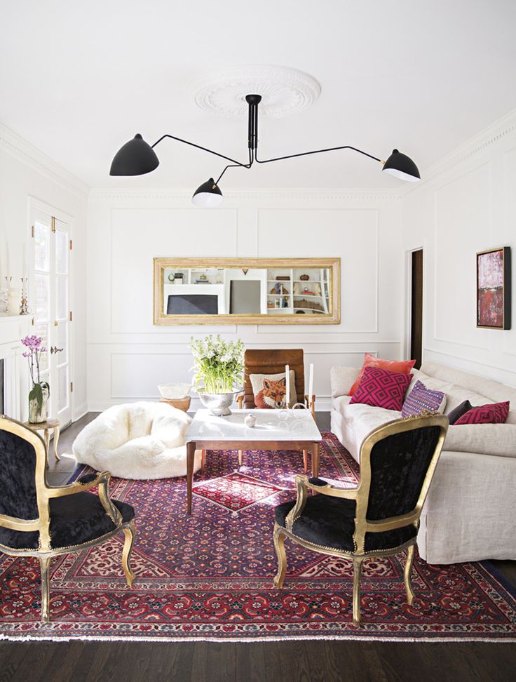 Veramin Antique Rugs and Persian Ferahan Carpets Unite This Room