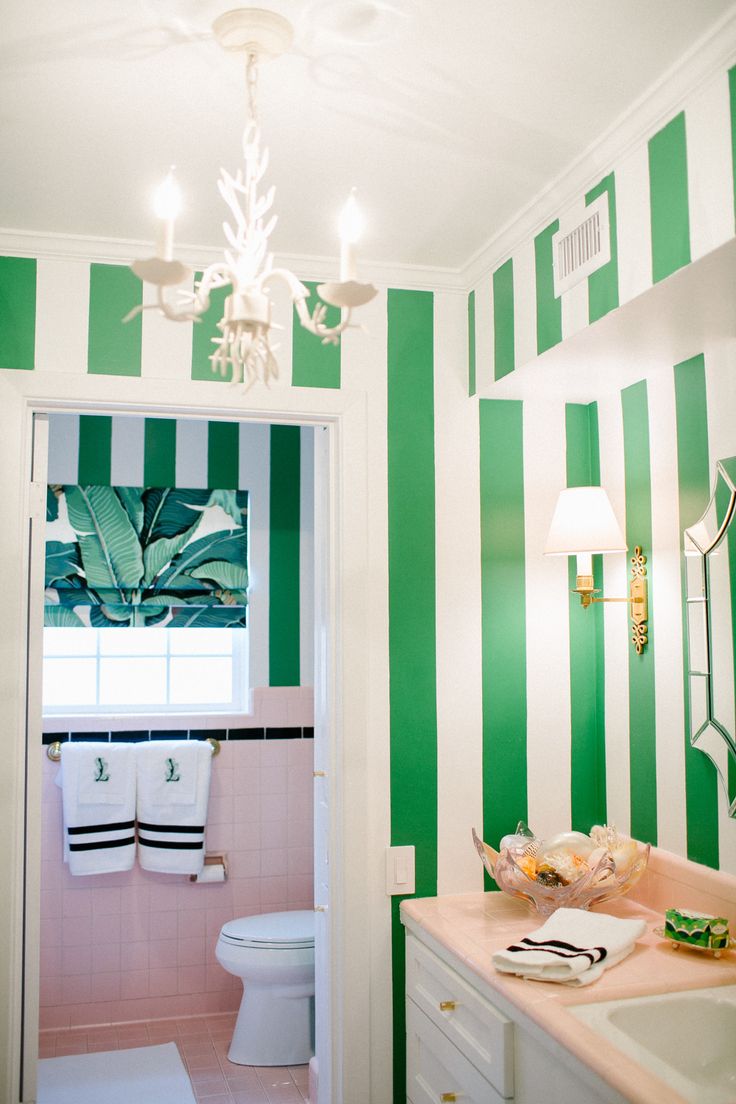 beverly hills hotel decor style pink green stripes bathroom vintage california style better decorating bible blog