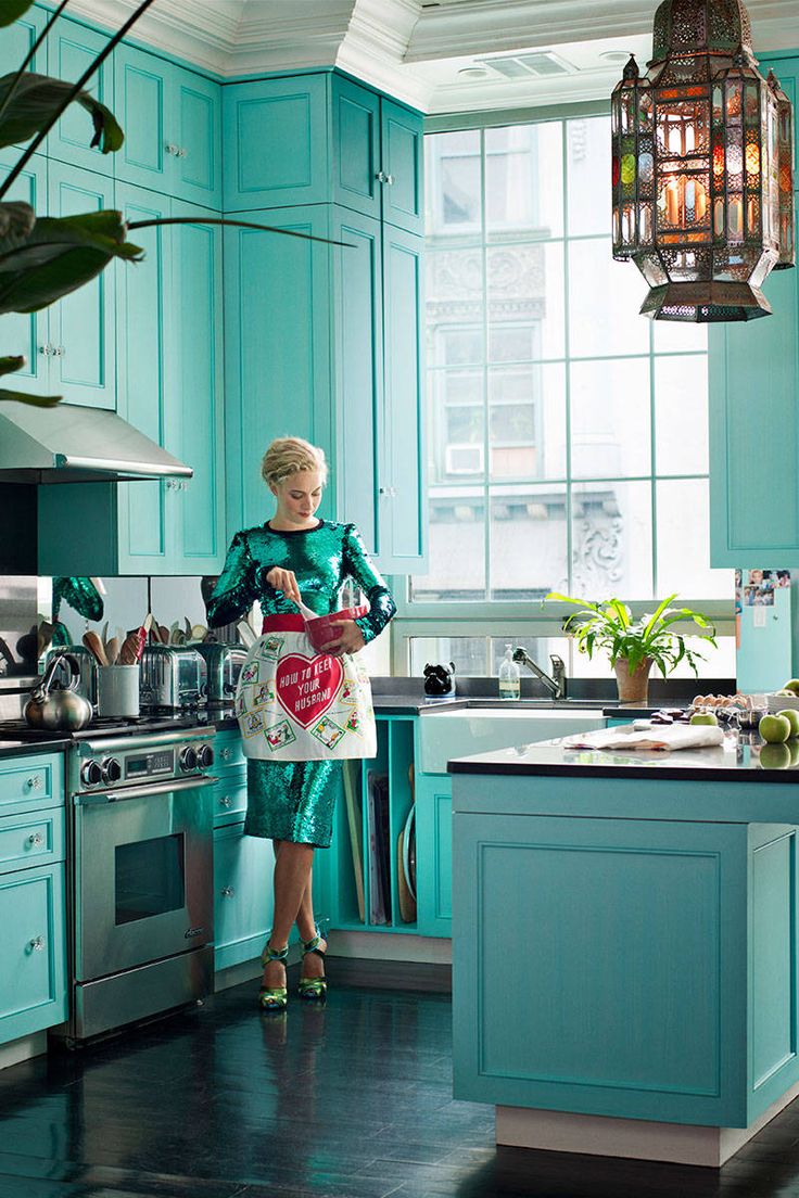 Dark Teal Kitchen Decor - When paired with plenty of white (and that