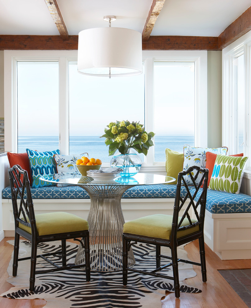 rachel reider dining room blue sofa bamboo chairs decor zebra rug