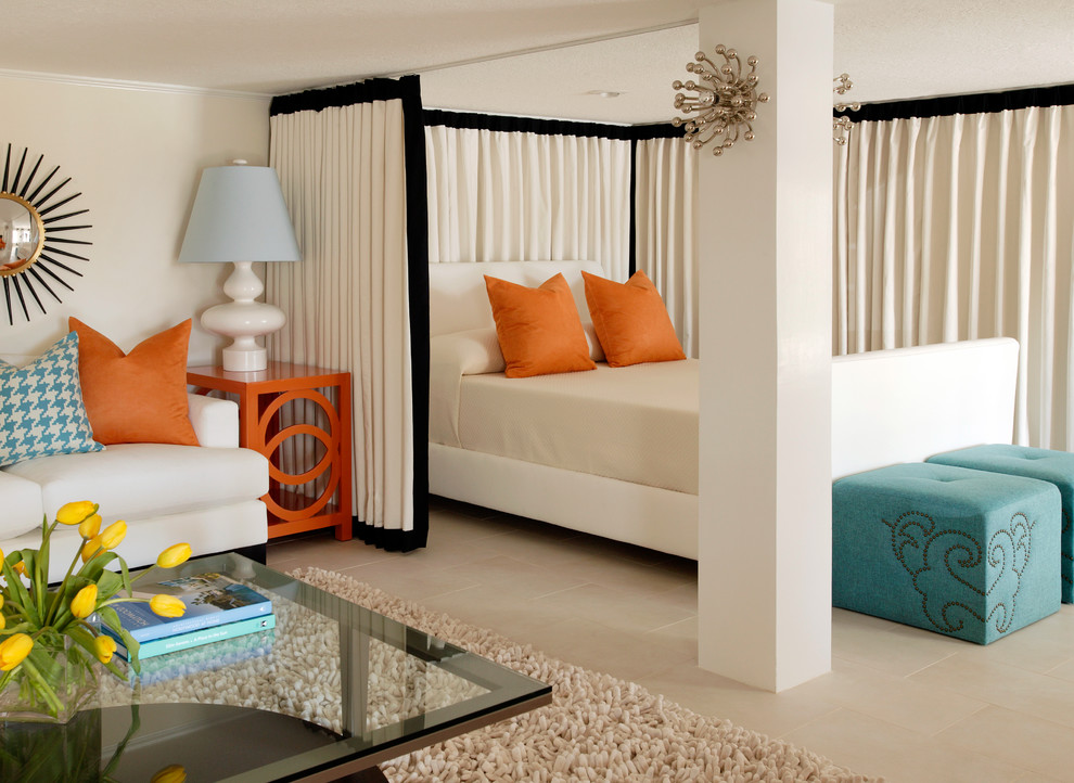 tobi fairley retro bedroom color blocking style canopy orange