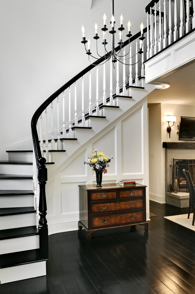 black hardwood traditional-staircase