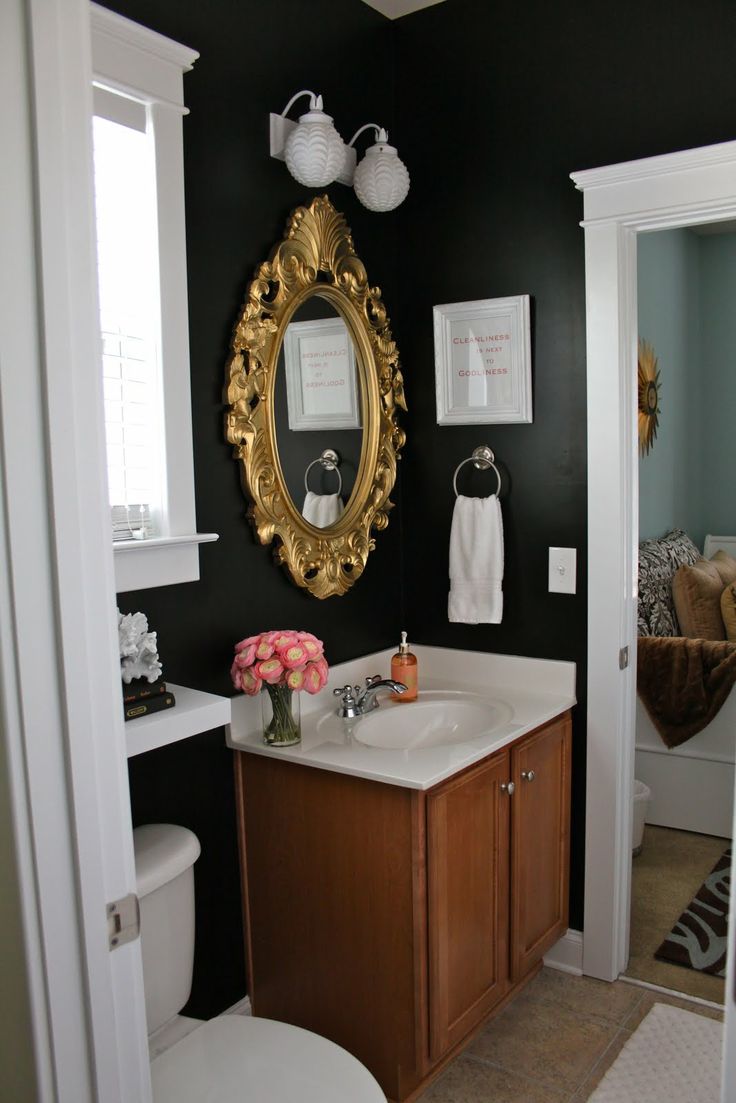 the inspired room gold black bathroom mirror decor diy ideas how to easy makeover