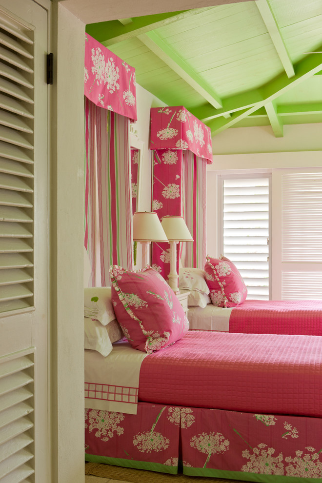 gary mcbournie bedroom girly pink green decorating ceiling blog floral prints summer