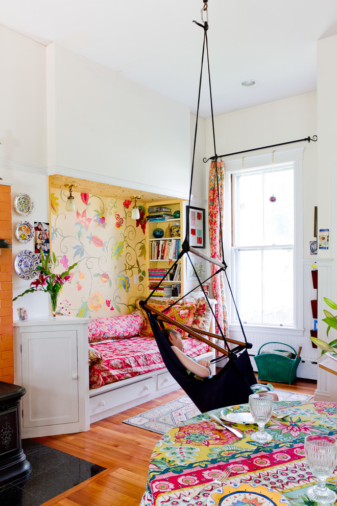 hammock bedroom bright floral rug Eclectic-Kids