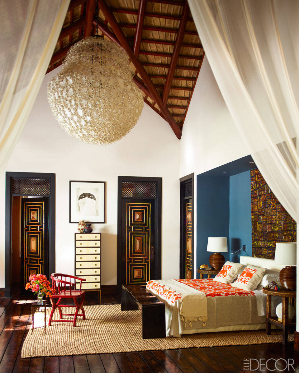 oriental asian decor bedroom cnadelier sisal rug