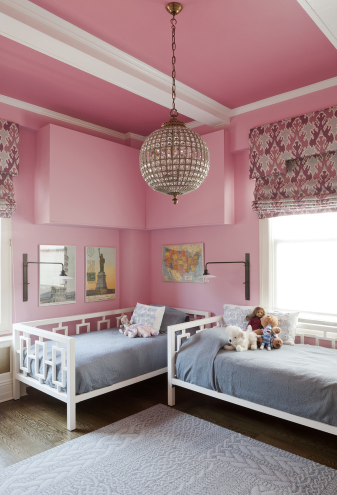 pink girls bedroom chandelier Eclectic-Kids