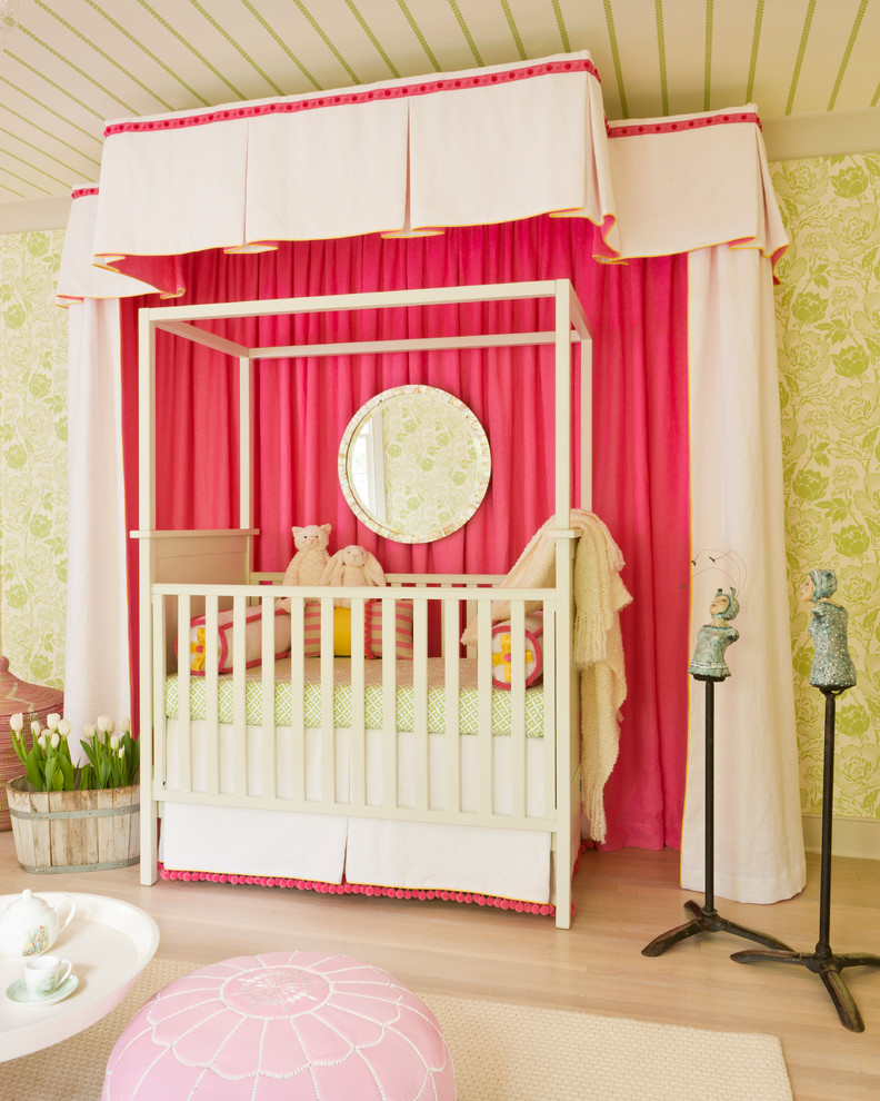 baby nursery pink girls canopy bed better decorating bible blog green apple morrocan poof walls floral wallpaper electic