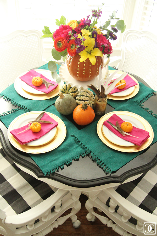 thanksgiving fall home tour dining table decor squash centerpiece
