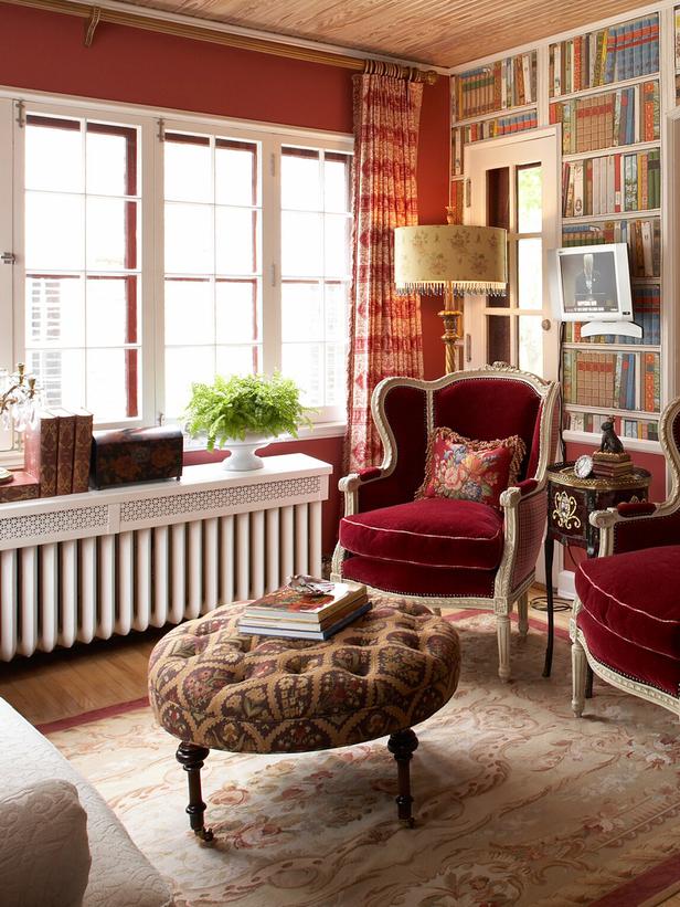 red living room english style china red walls better decorating bible blog bookcase bookshelf wallpaper fake