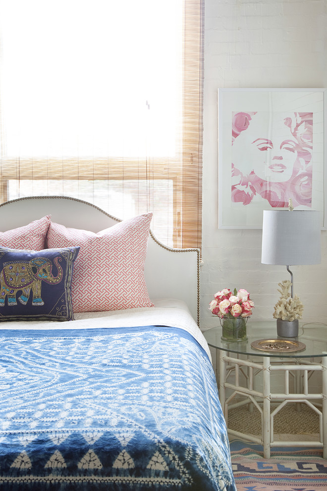 rattan side table marilyn monroe painting studded headboard