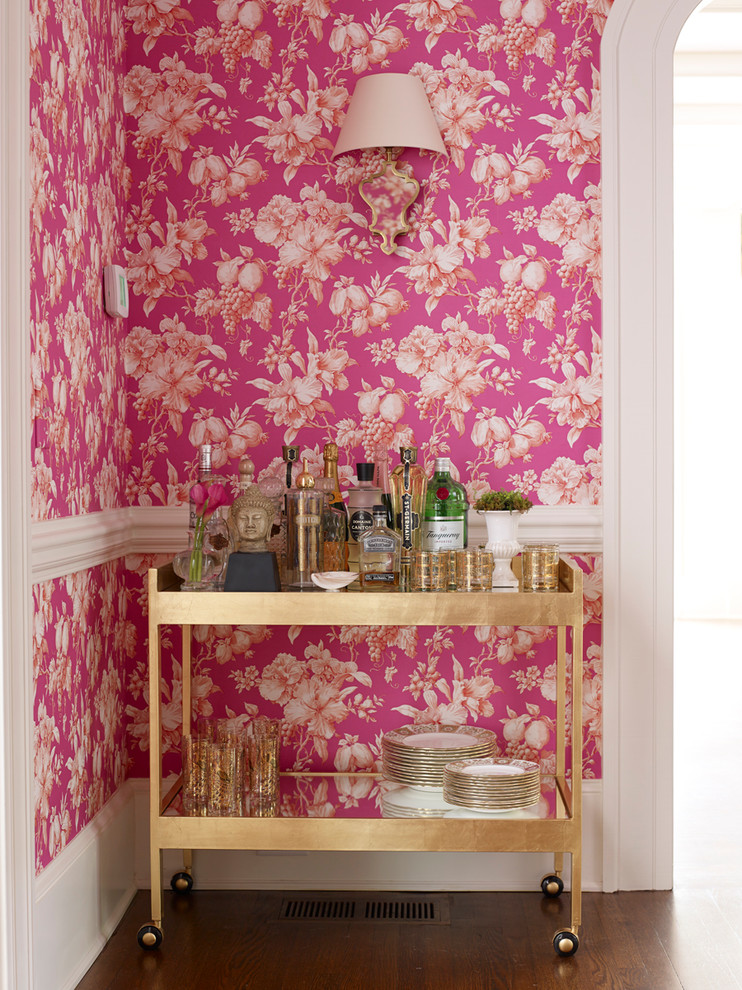 flower pink wallpaper gold bar cart better decorating bible blog interior ideas