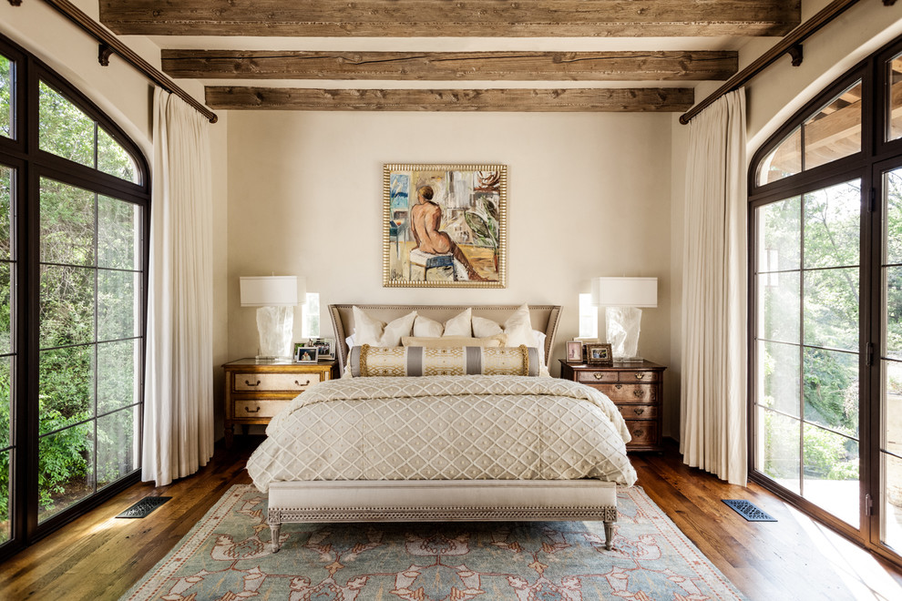 mediterranean-bedroom medieval wooden ceiling beams better decorating bible blog venetial bed studded headboard persian carpet