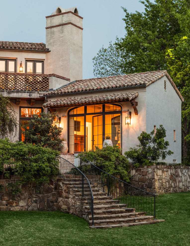 mediterranean-landscape backyard stone steps better decorating bible blog tuscany style distressed red bricks