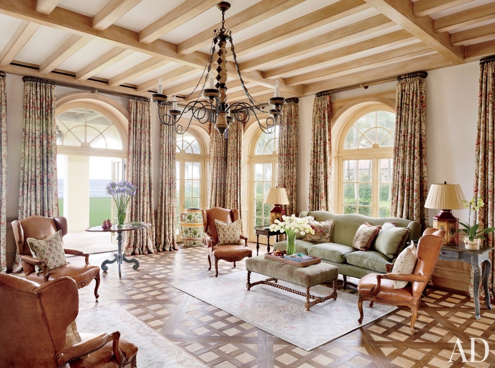 traditional-living-room-david-easton-inc-palm-beach-florida beam ceiling rustic mediterranean room inlay hardwood floor better decorating bible blog