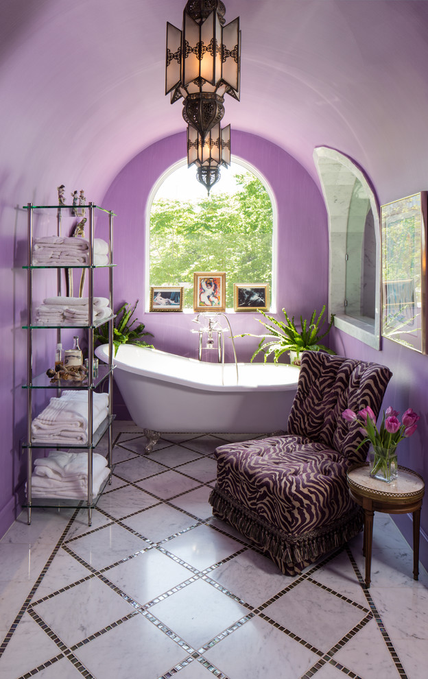arched ceiling purple morroccan decorated bathroom spa diamond tiles floors better decorating bible blog ideas how to