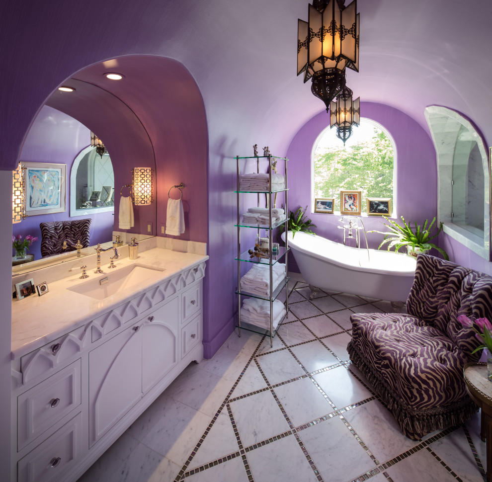 purple morroccan decorated bathroom spa diamond tiles floors better decorating bible blog ideas how to