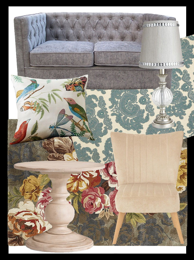 victoria boudoir decorating style get the look 1800s southern pier one rug floral damask tufted sofa better decorating bible blog cream blue tropical pillow fads furniture