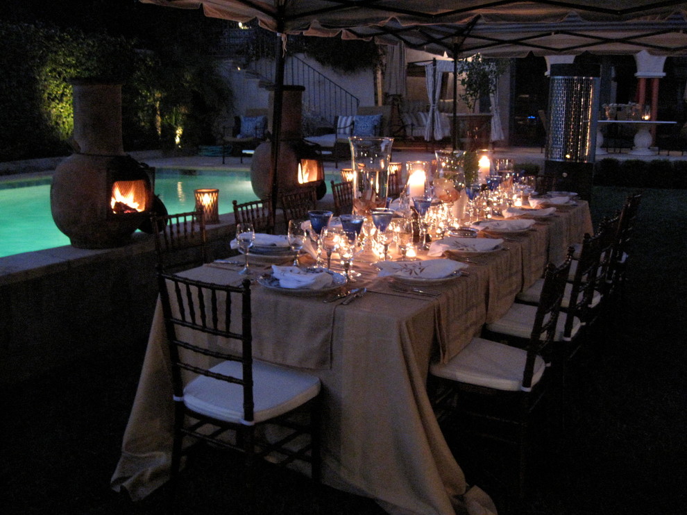 outdoor patio summer party entertaining ideas candles chiavari chairs