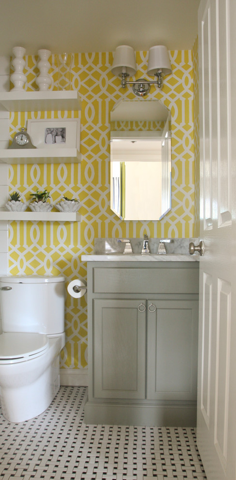 citrus yellow wallpaper bathroom decorating ideas summer