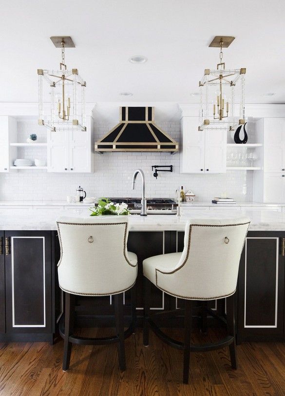 glamorous black white kitchen