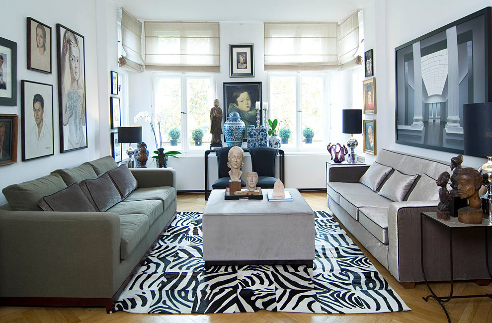 Zebra hide carpet decor sofa living room