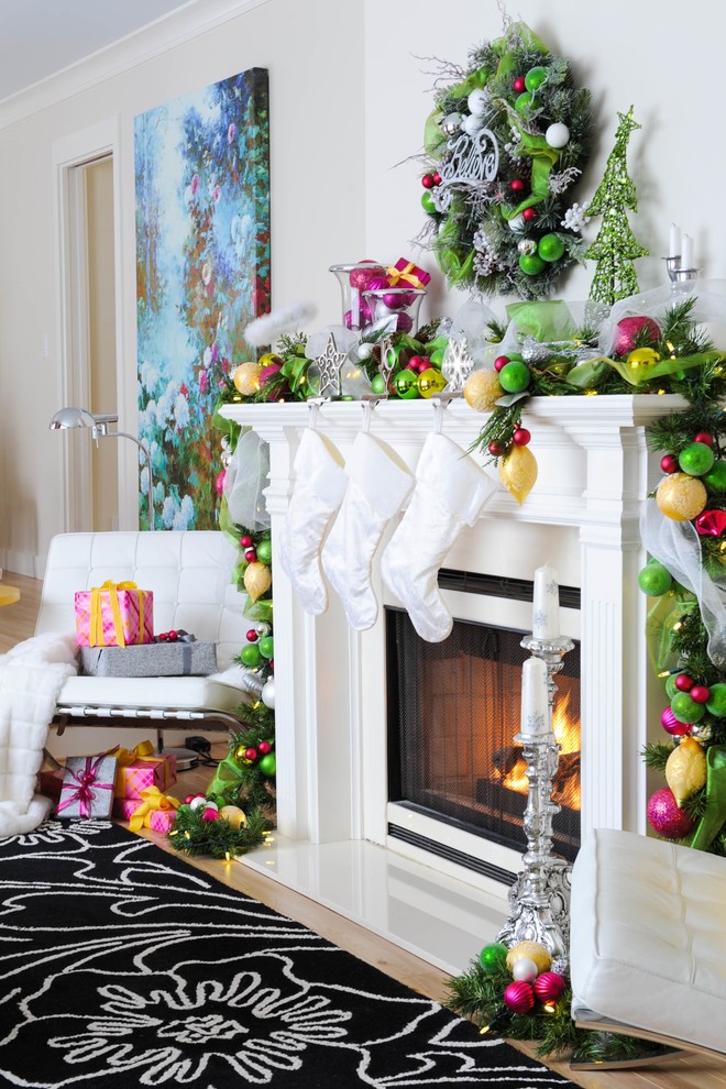 mantle fireplace christmas decor diy ideas stockings