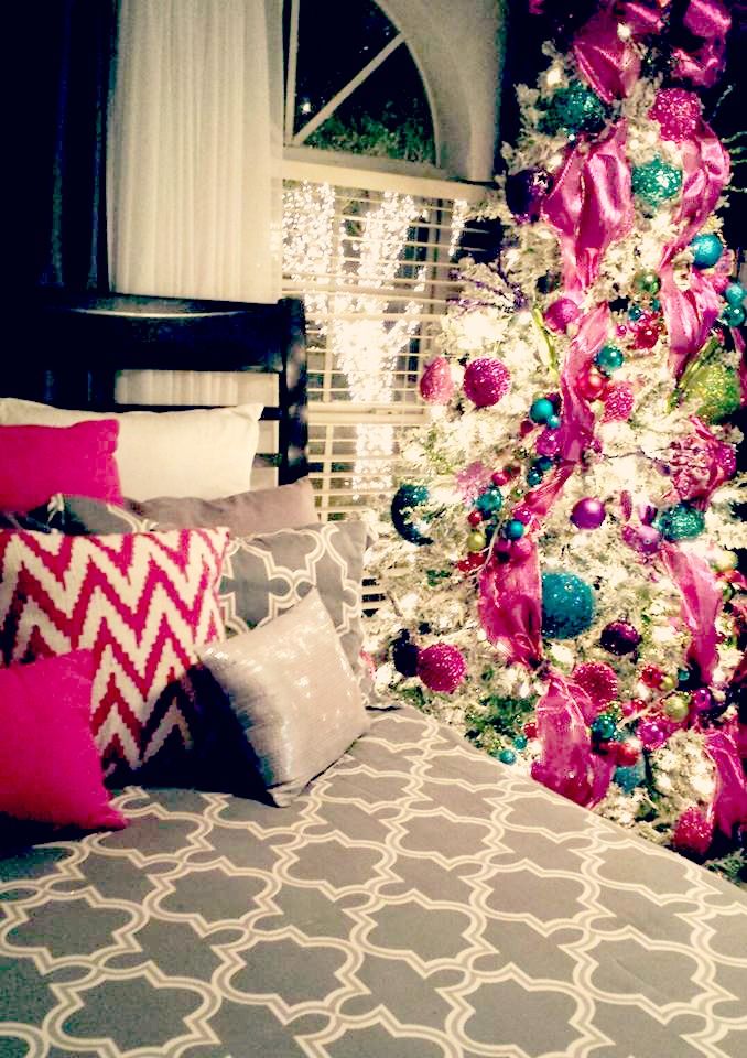 christmas bedroom pink tree decor romantic ideas