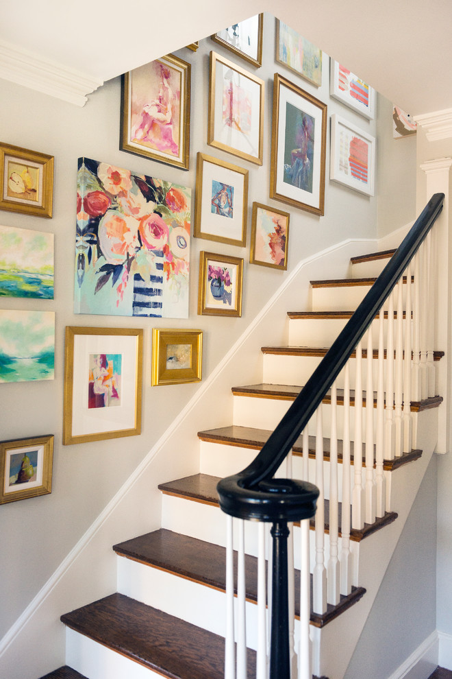 how to fill up blank wall gold frames artwork stairs wall