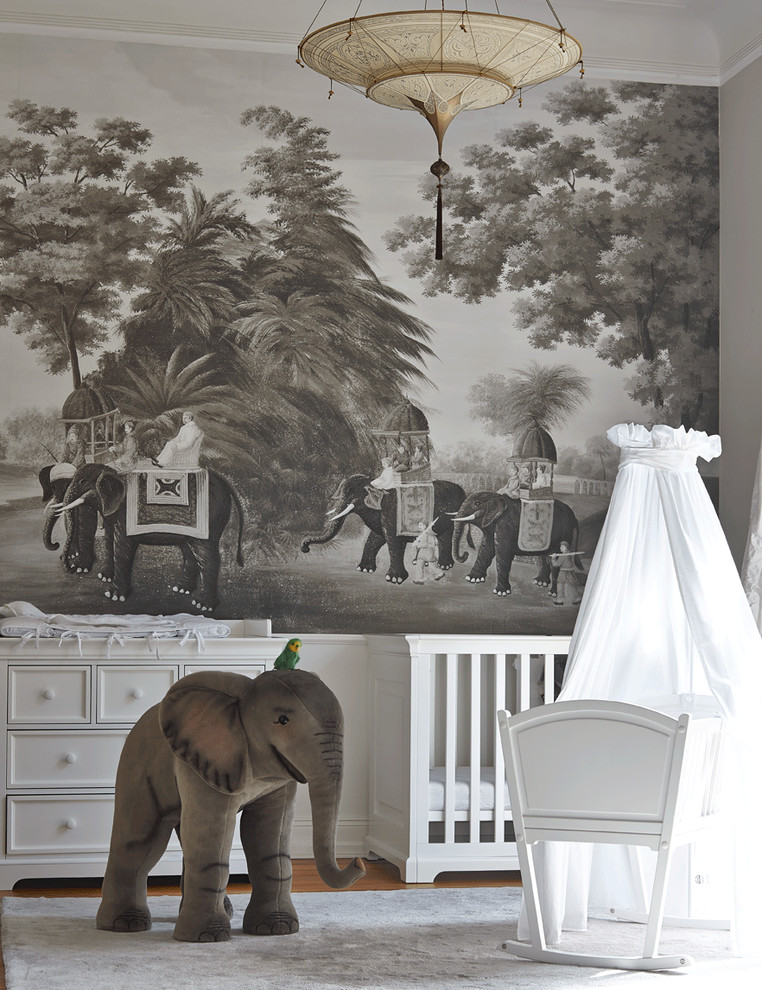 wall mural elephants black and white