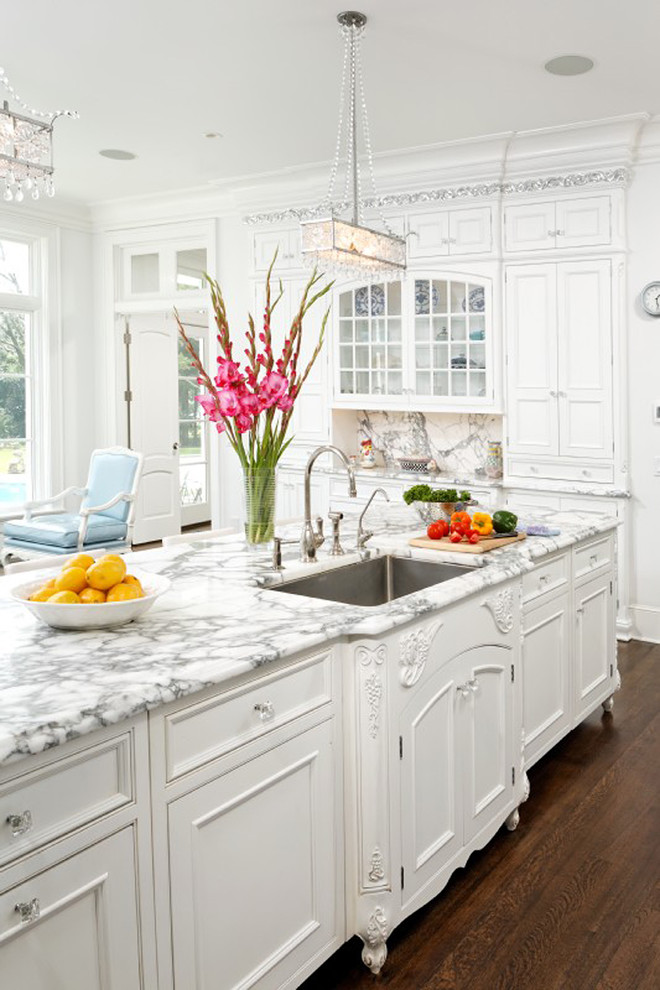 white kitchen marble countertops decorating wood floors