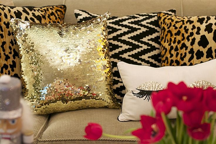 sequin leopard holiday pillows how to dress up a sofa