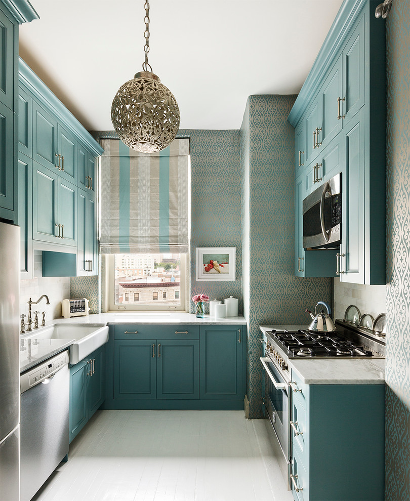 blue wallpaper kitchen teal turqouise decor ideas