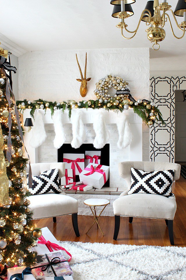 holiday mantel christmas decor pink ideas