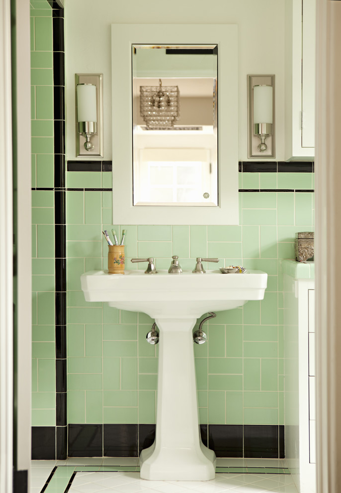 free standing sink mint bathroom tiles decor