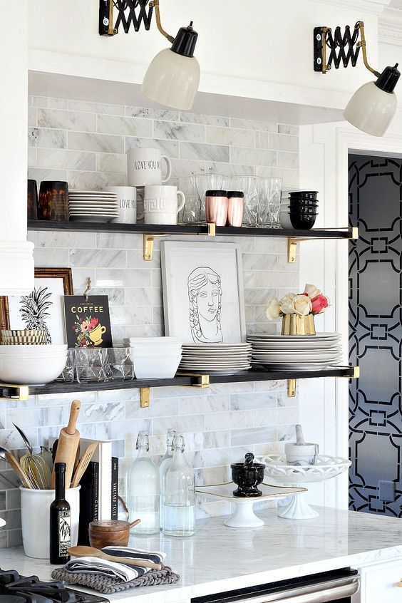 kitchen glam shelves idea diy