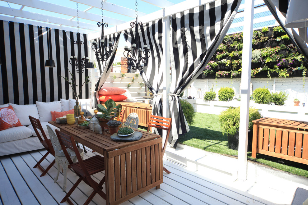 black and white striped curtains cabana style