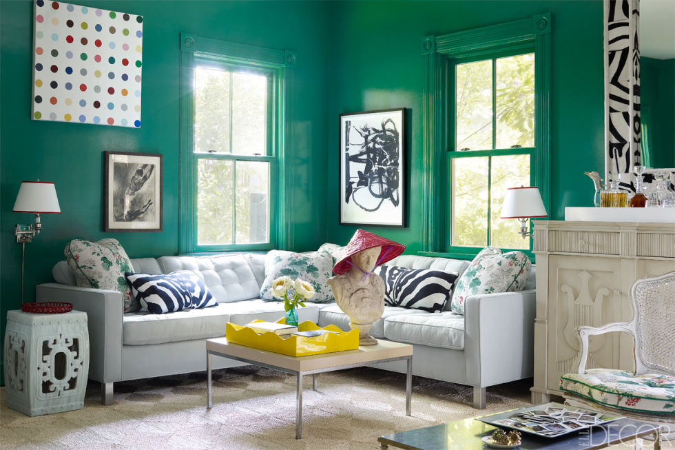 green living room malachite walls