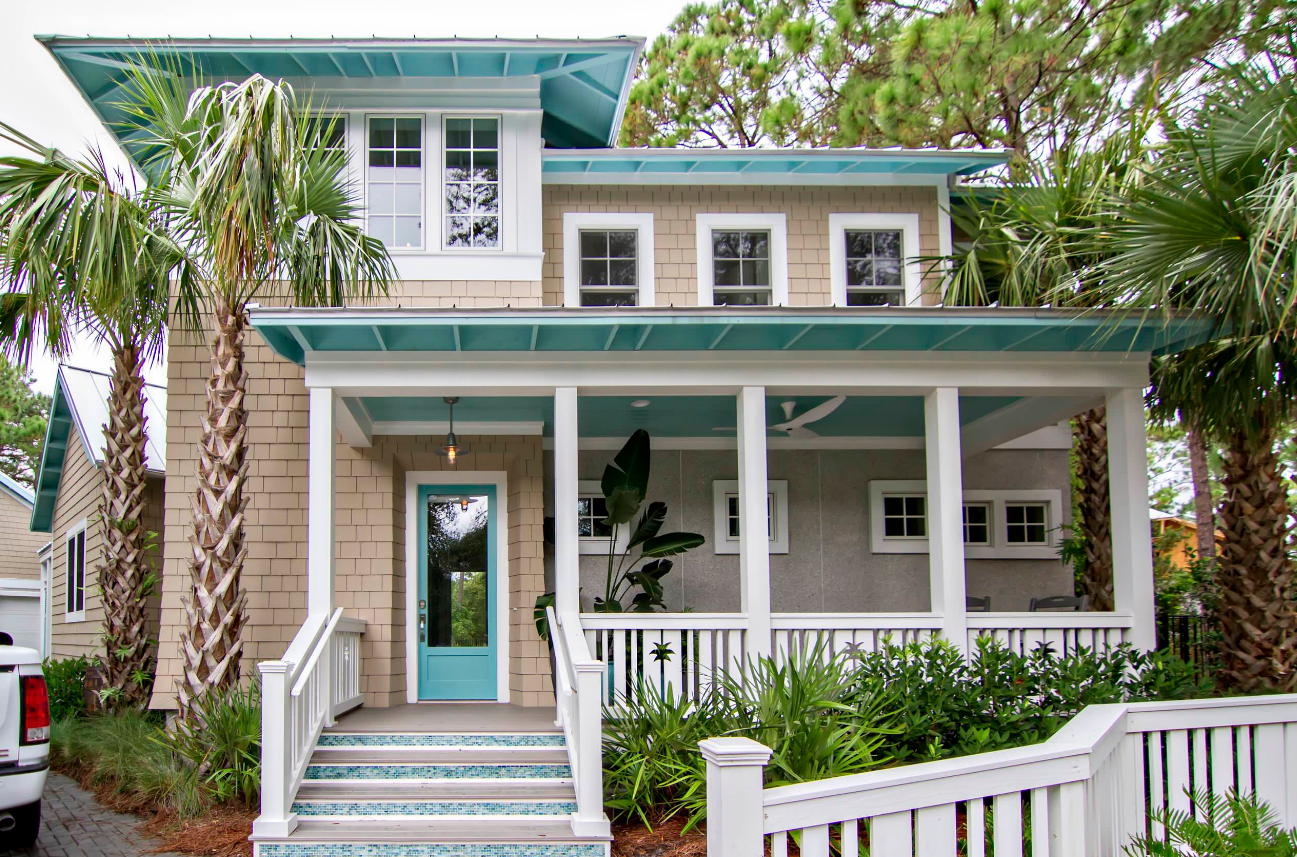 front door entrance bright blue