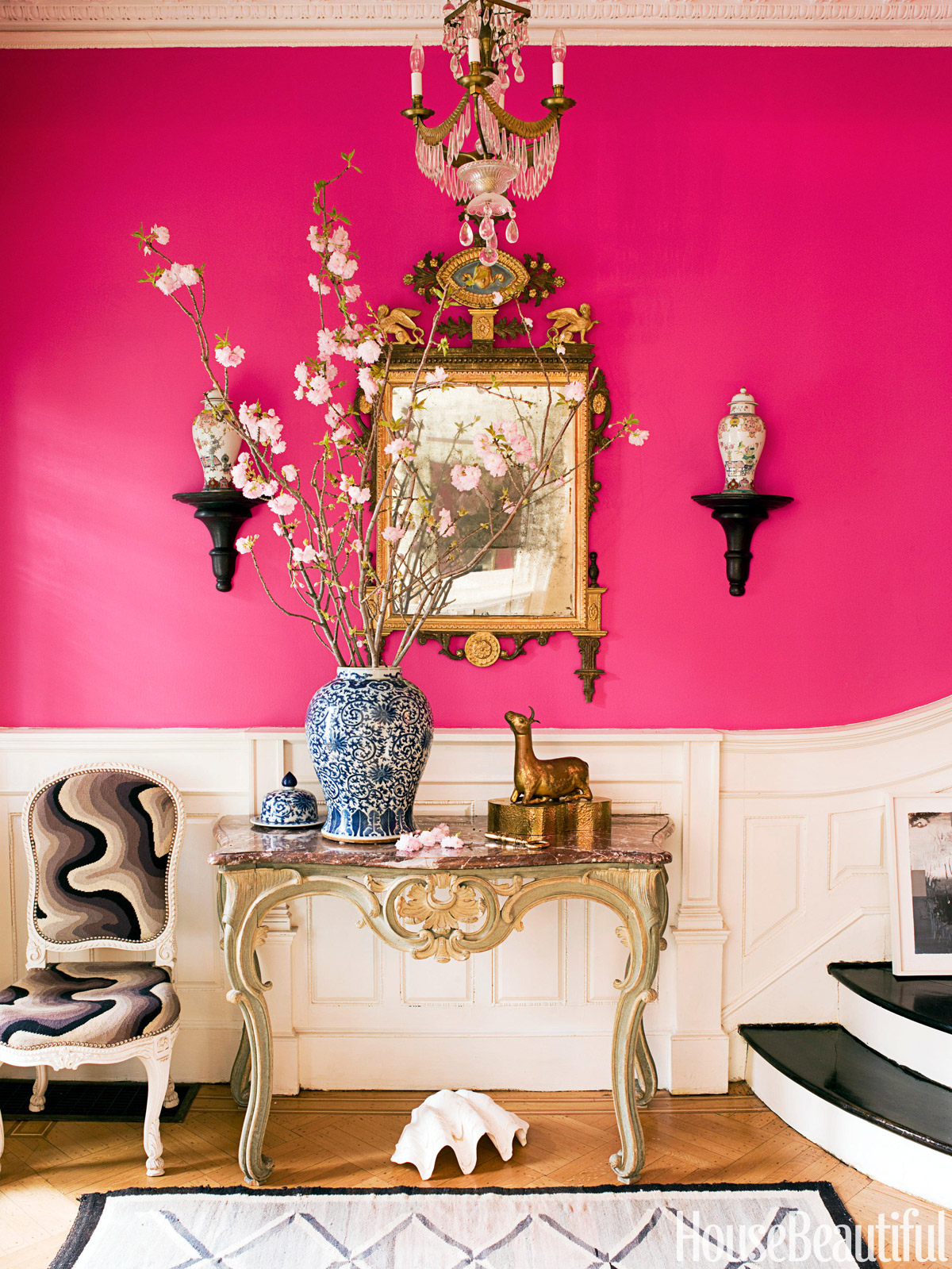 pink paint color walls entry way glamorous foyer better decorating bible blog