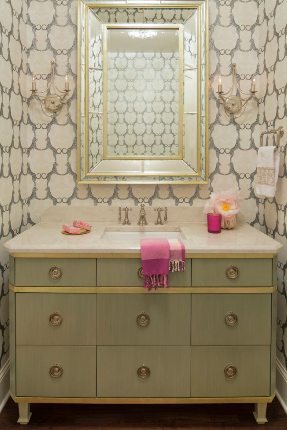 wallpapered powder room decorating ideas bathroom glamorous