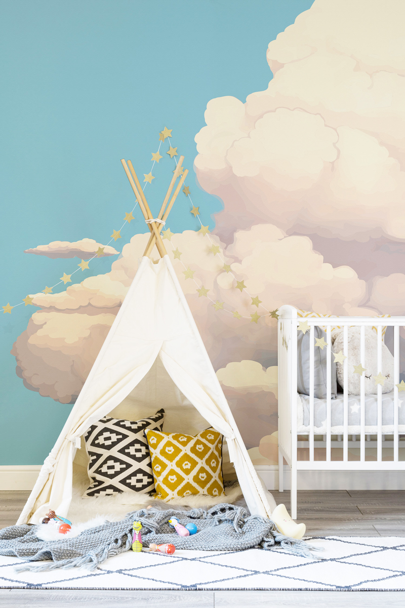 kids-room-nursery-cloud-wall-mural-wallpaper-decorating-ideas-dreamy-magical